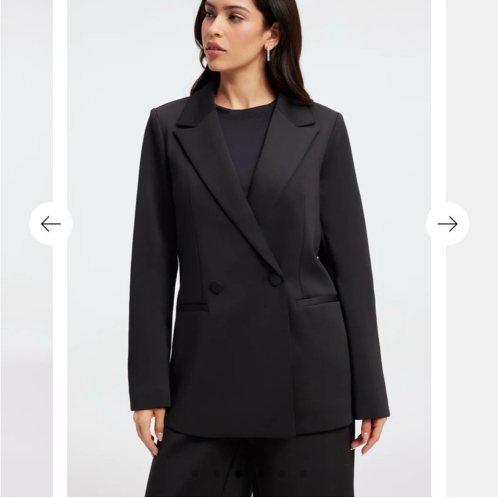 Good American Black Double-Breasted Blazer